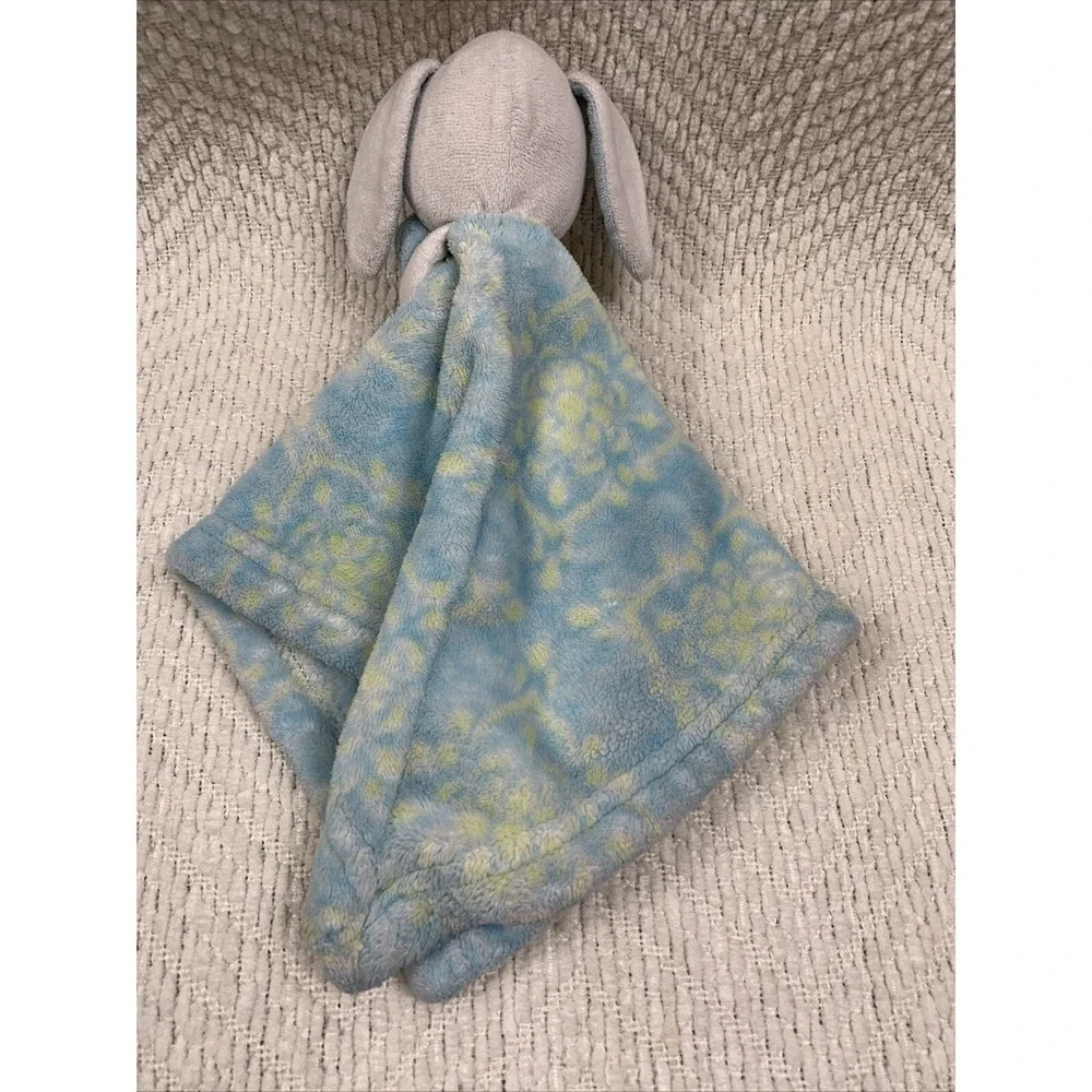 Blankets &‎ Beyond HTF Lovey Security Bunny Blue Yellow Damask 12